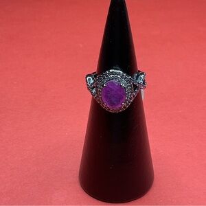 Bomb Party RBP8636 “Walking On Air” Fluorite/Quartz on Hematite Size 6 Ring NWT